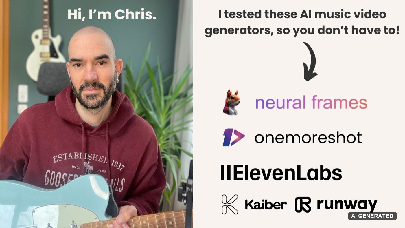 Christopher Wieduwilt presents the 5 AI music video generators he tested, from Neural Frames to Runway