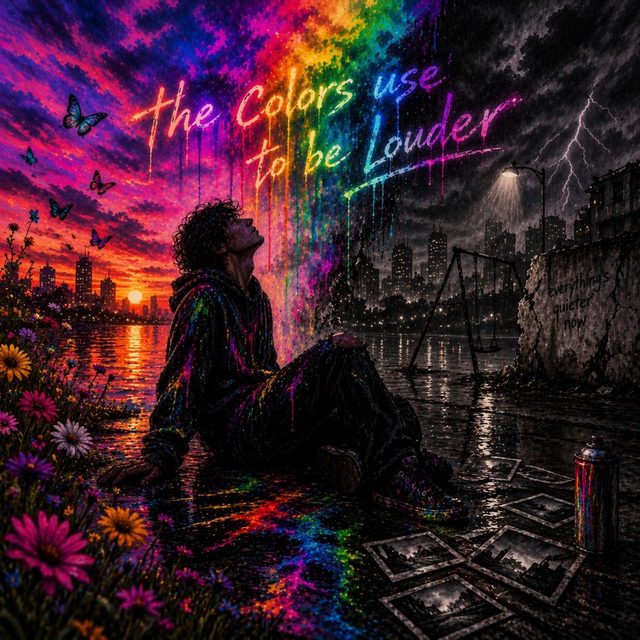 Cover art for The Colors Use To Be Louder by Adam Nelson, nominated for Best AI Musical Theatre Song