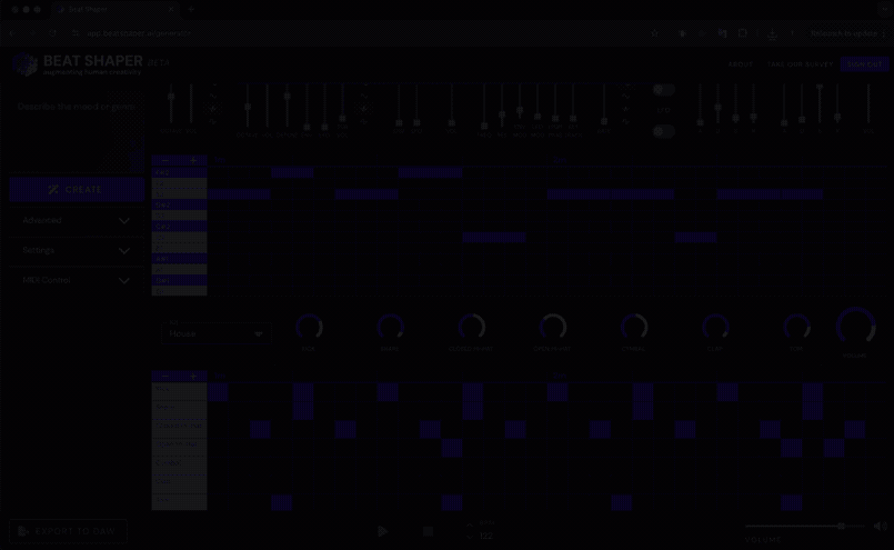 Beat Shaper track exported from the browser and opened as an Ableton Live project