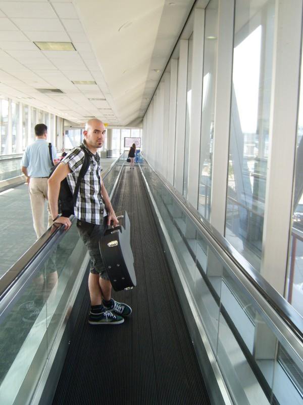 Christopher Wieduwilt at airport on 2010 US tour