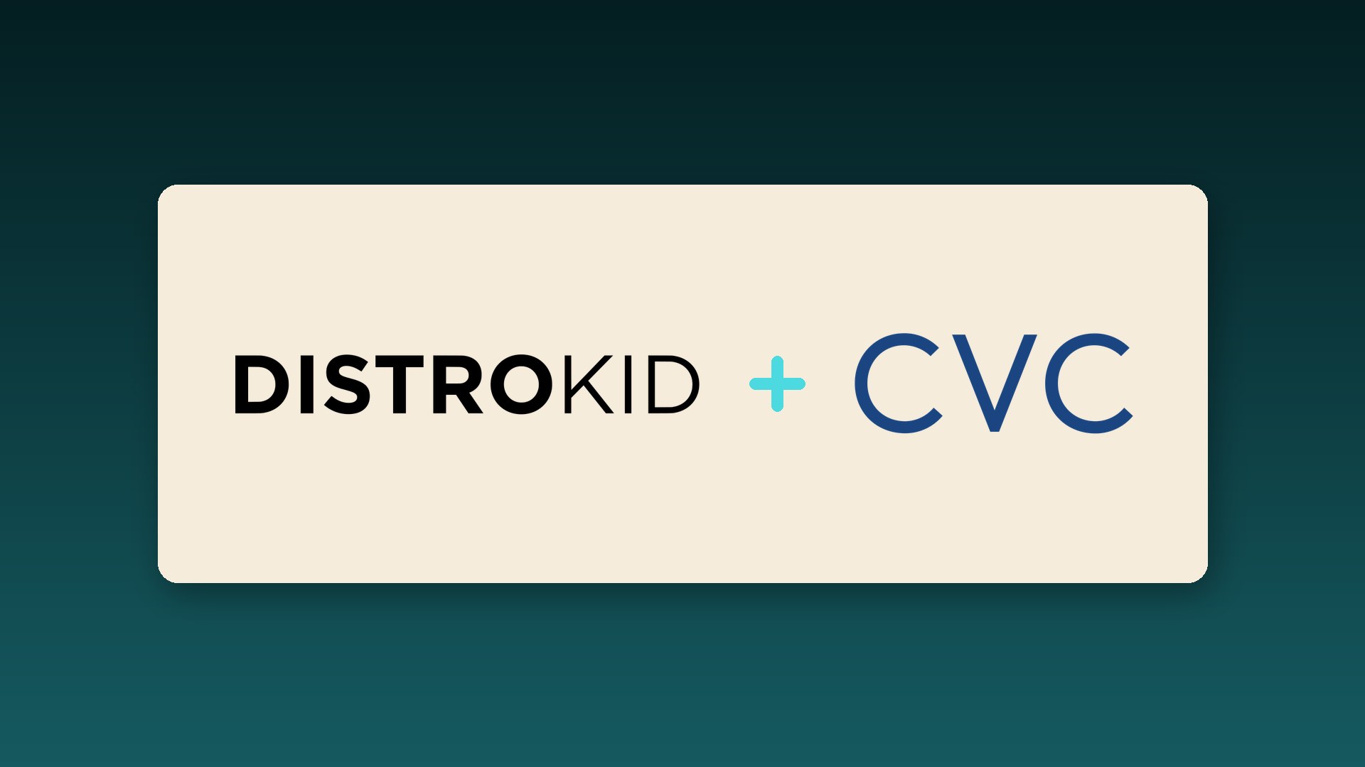 The DistroKid logo and the CVC Capital Partners logo joined by a plus sign, marking the deal