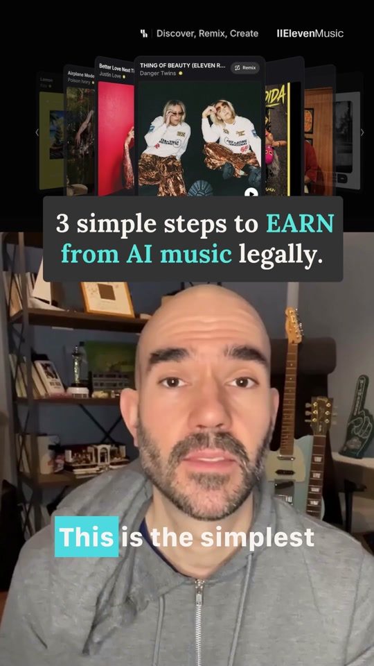 TikTok cover of my ElevenMusic Short: 3 simple steps to earn from AI music legally