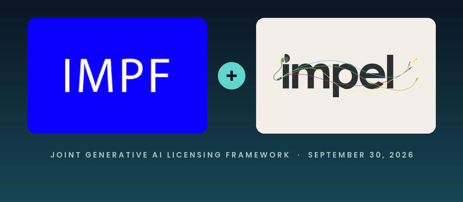 IMPF and IMPEL logos side by side for their joint generative AI licensing framework
