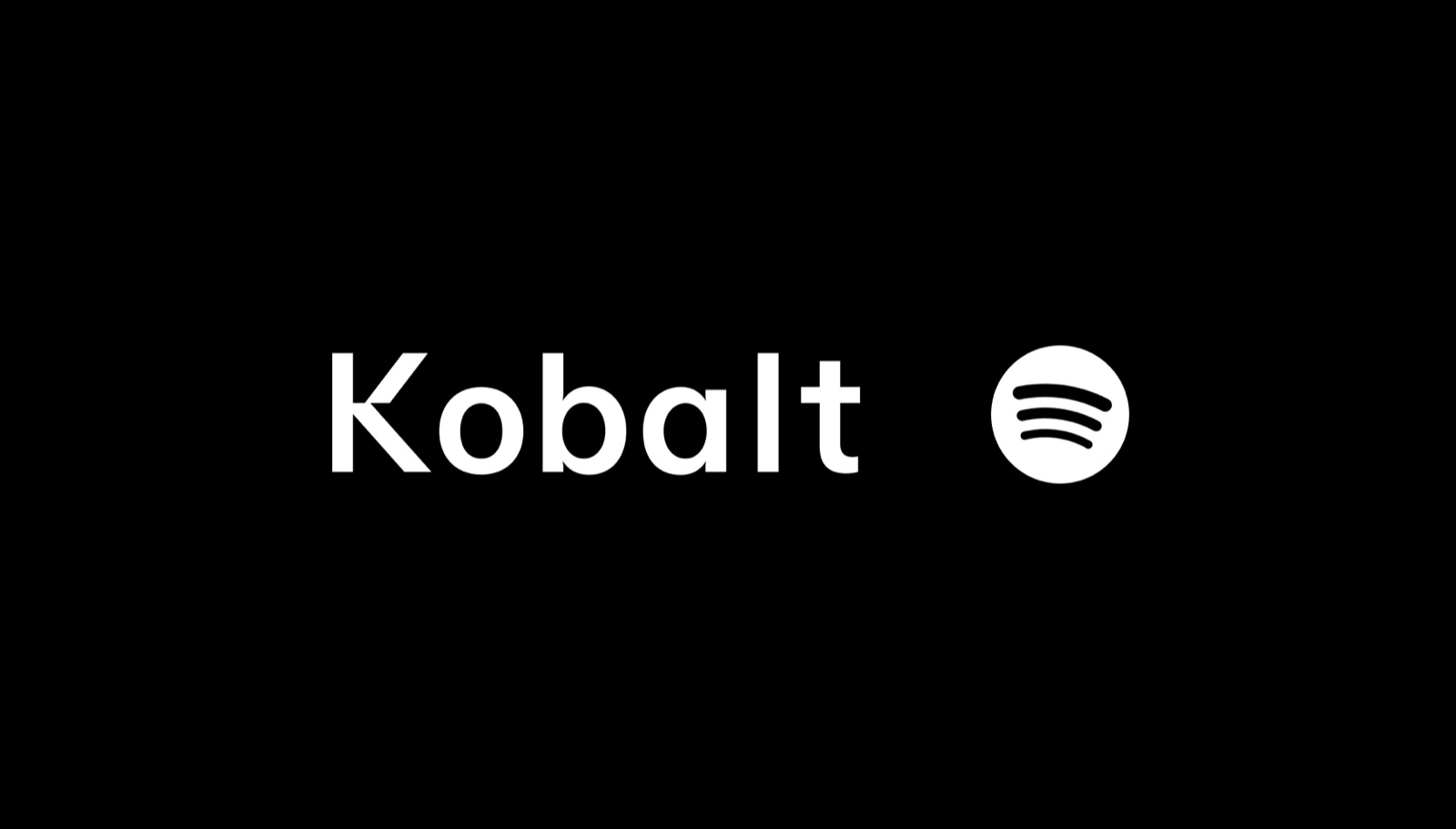 Kobalt wordmark beside the Spotify logo on black, marking their AI covers and remixes licensing deal