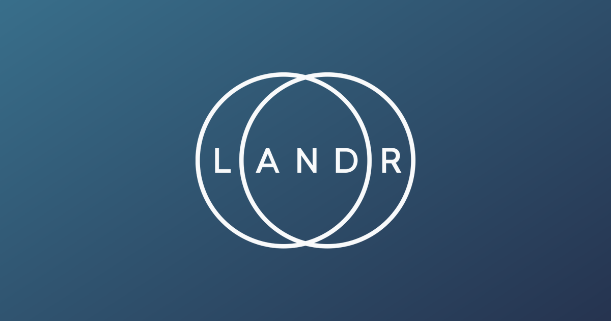 The LANDR wordmark, the distributor expanding its Fair Trade AI licensing program with a $1 million advance fund