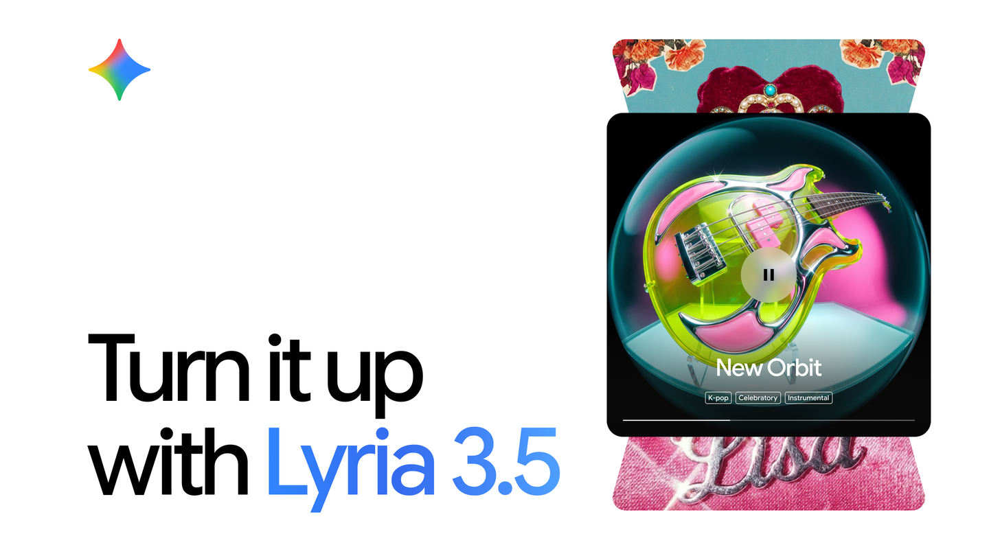Google's Lyria 3.5 launch graphic showing a generated K-pop track inside the Gemini app