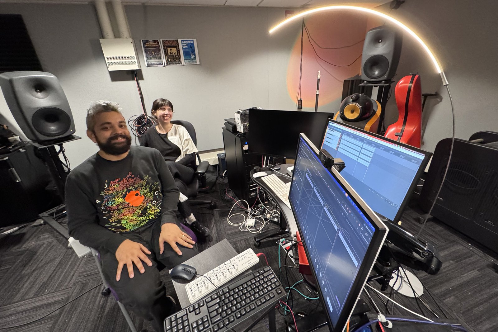 PhD students Manaswi Mishra and Ana Schon in the MIT Media Lab studio where they built the AI systems for already and not yet