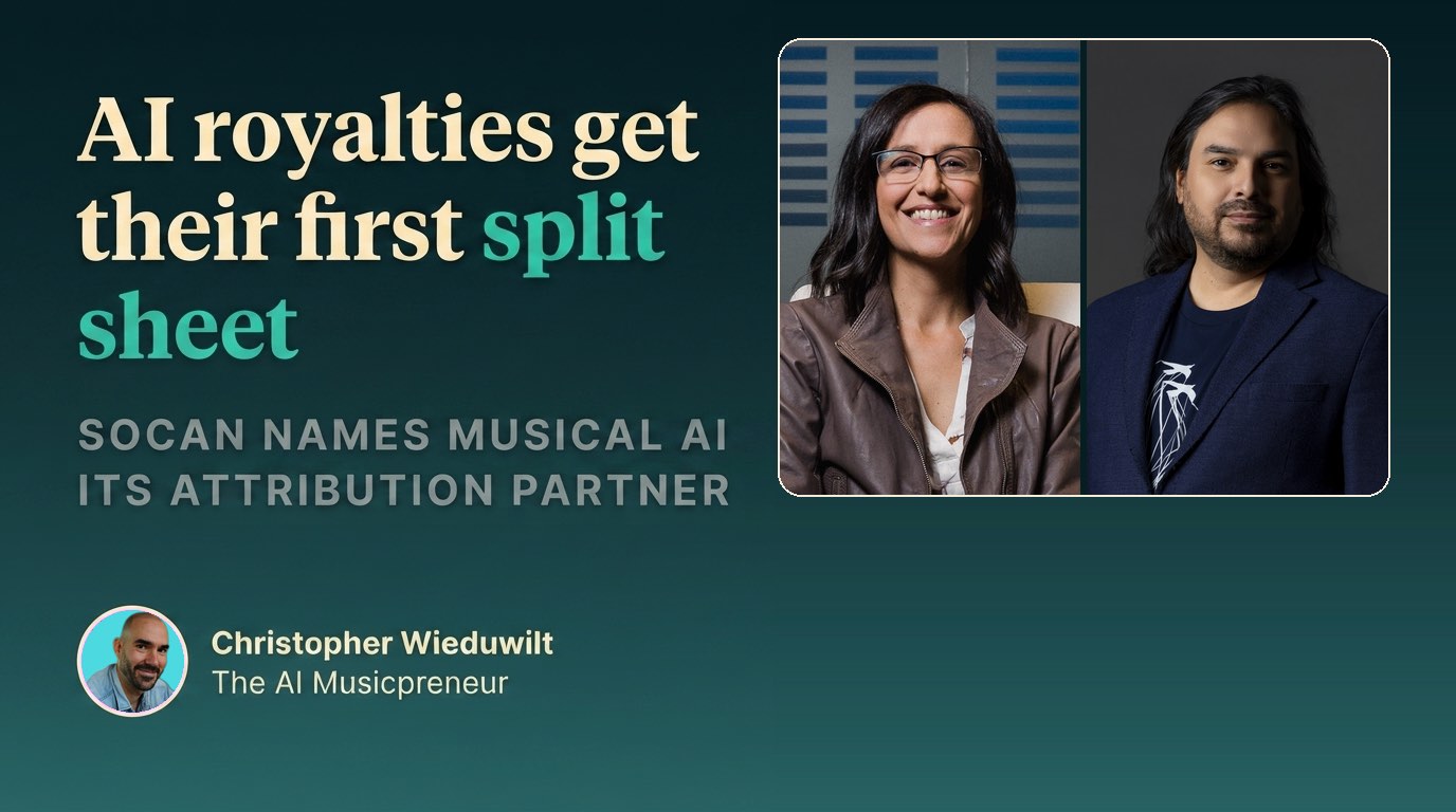 AI royalties get their first split sheet: SOCAN CEO Jennifer Brown and Musical AI CEO Sean Power