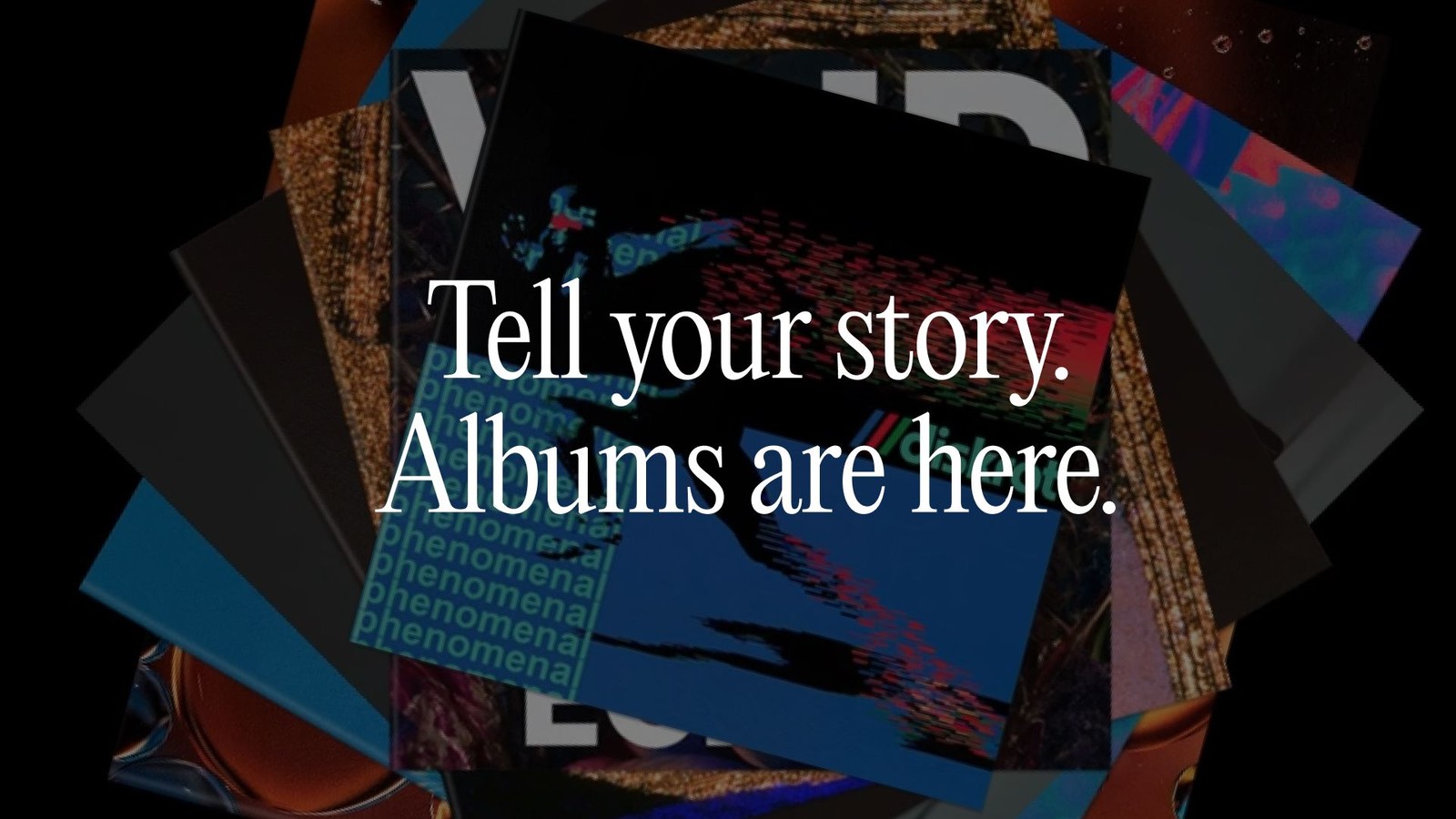 Suno's launch artwork for Albums, reading Tell your story. Albums are here.