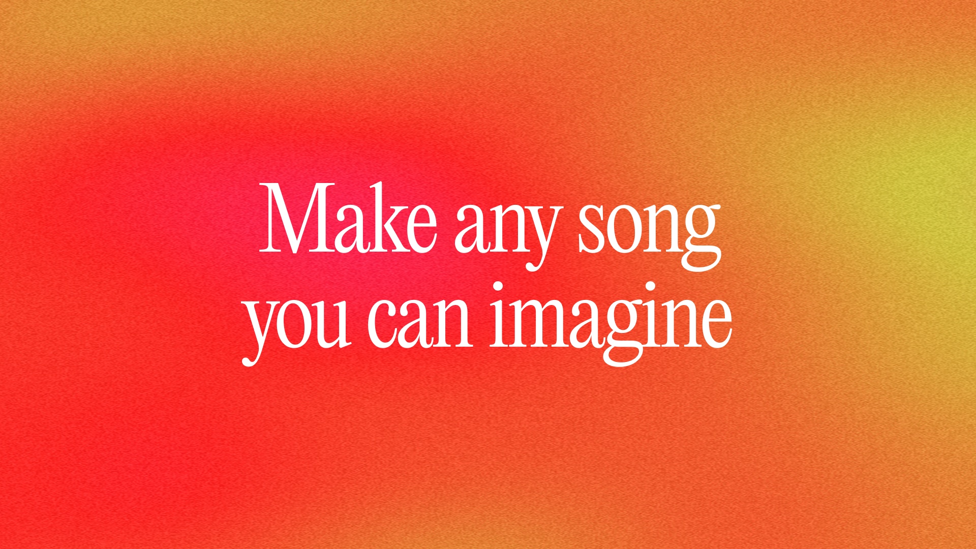 Suno brand artwork reading Make any song you can imagine on an orange gradient
