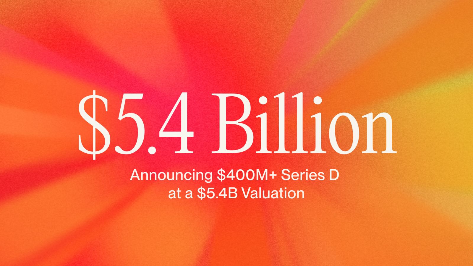 Suno's $5.4 billion announcement graphic reading Announcing $400M+ Series D at a $5.4B valuation