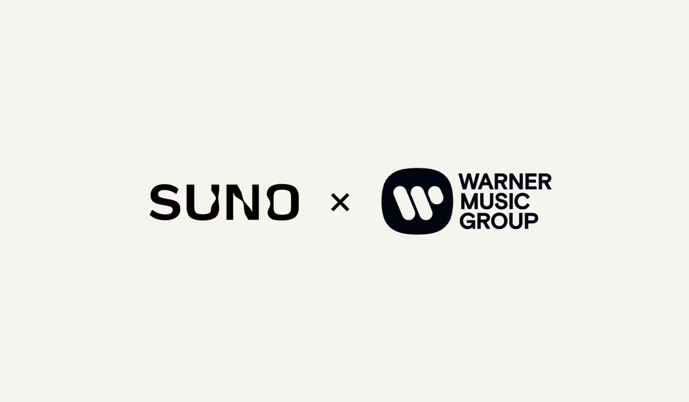 Suno and Warner Music Group partnership lockup marking the November 2025 licensing deal that ended their lawsuit