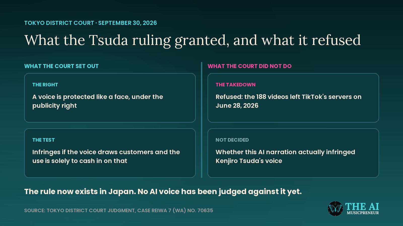 Diagram of what the Tokyo court granted and refused in Kenjiro Tsuda's case