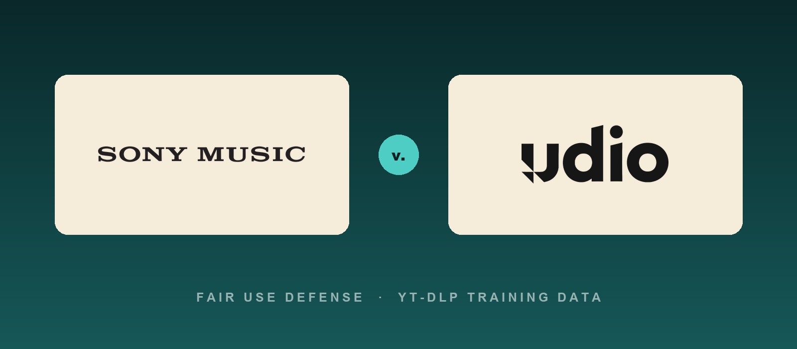 Sony Music and Udio logos facing off, marking Udio's formal answer to Sony's second copyright lawsuit over training data