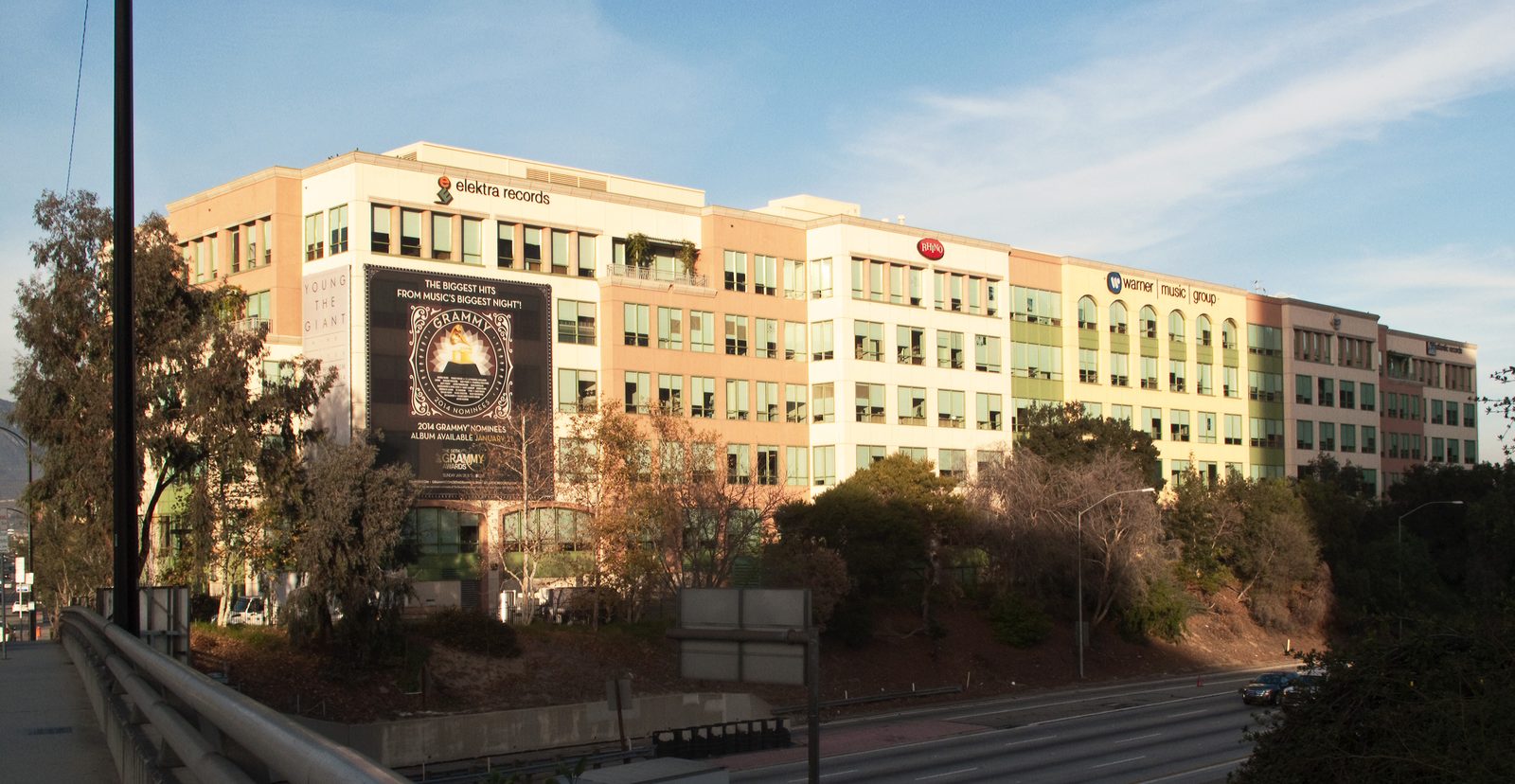 The Warner Music Group building in Burbank, the major label asking a court to dismiss the AFM's AI licensing lawsuit