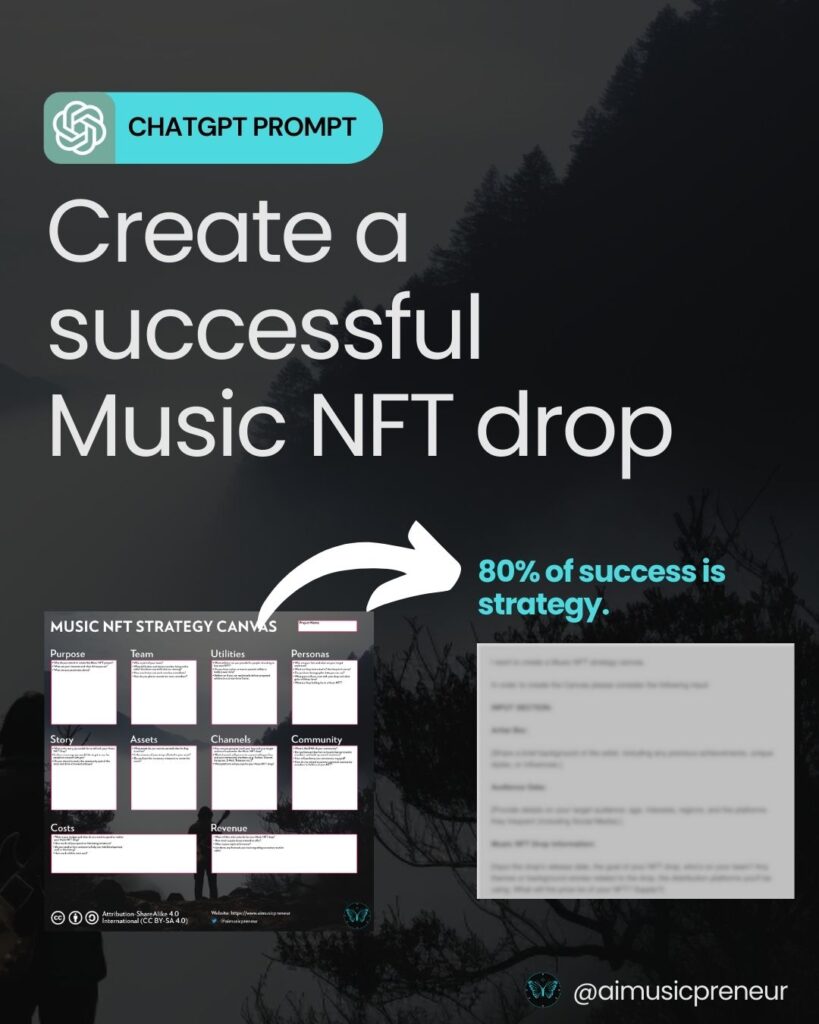 Create a successful Music NFT drop with 1 simple ChatGPT prompt.