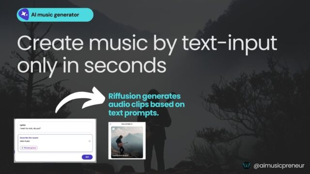 Riffusion is an AI music generator that analyzes music visually and generates new audio clips based on text prompts.