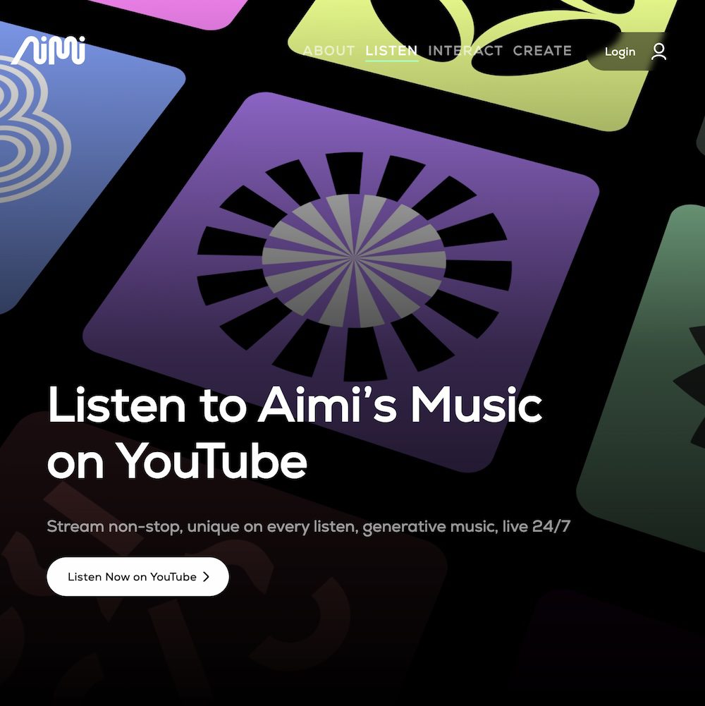 Aimi FM is a music platform that uses artificial intelligence to create non-repeating, ever-changing songs you can interact with in real-time, putting you in control of unique listening experiences.