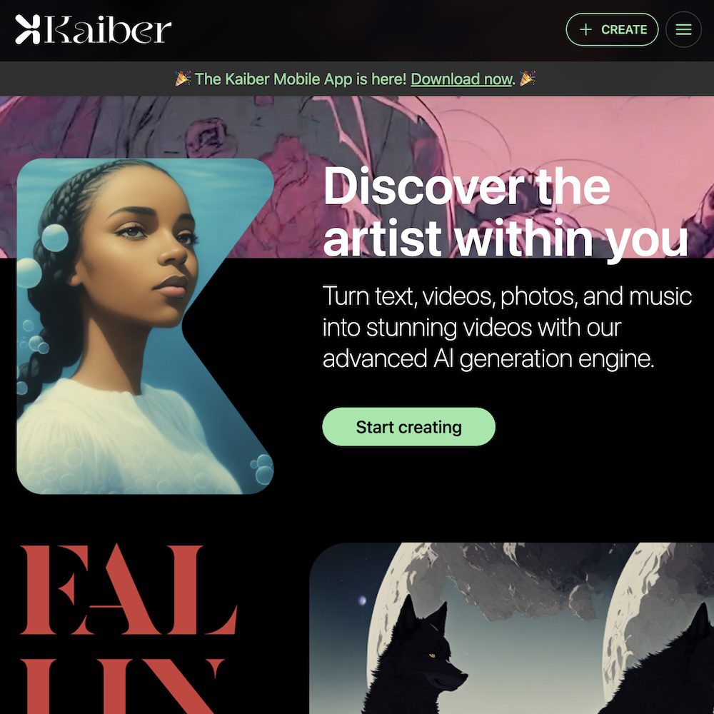 Kaiber uses AI to automatically produce high-quality promotional videos by seamlessly arranging your multimedia assets to music and motion graphics.