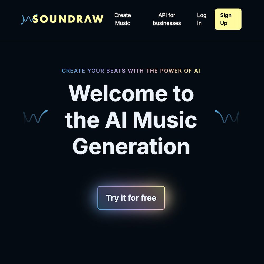 Soundraw is an AI music generator that lets anyone easily create professional-quality, original songs without musical training by selecting custom options for the AI to automatically compose melodies, instruments, and full backing tracks tailored to their preferences for video, multimedia, and more.