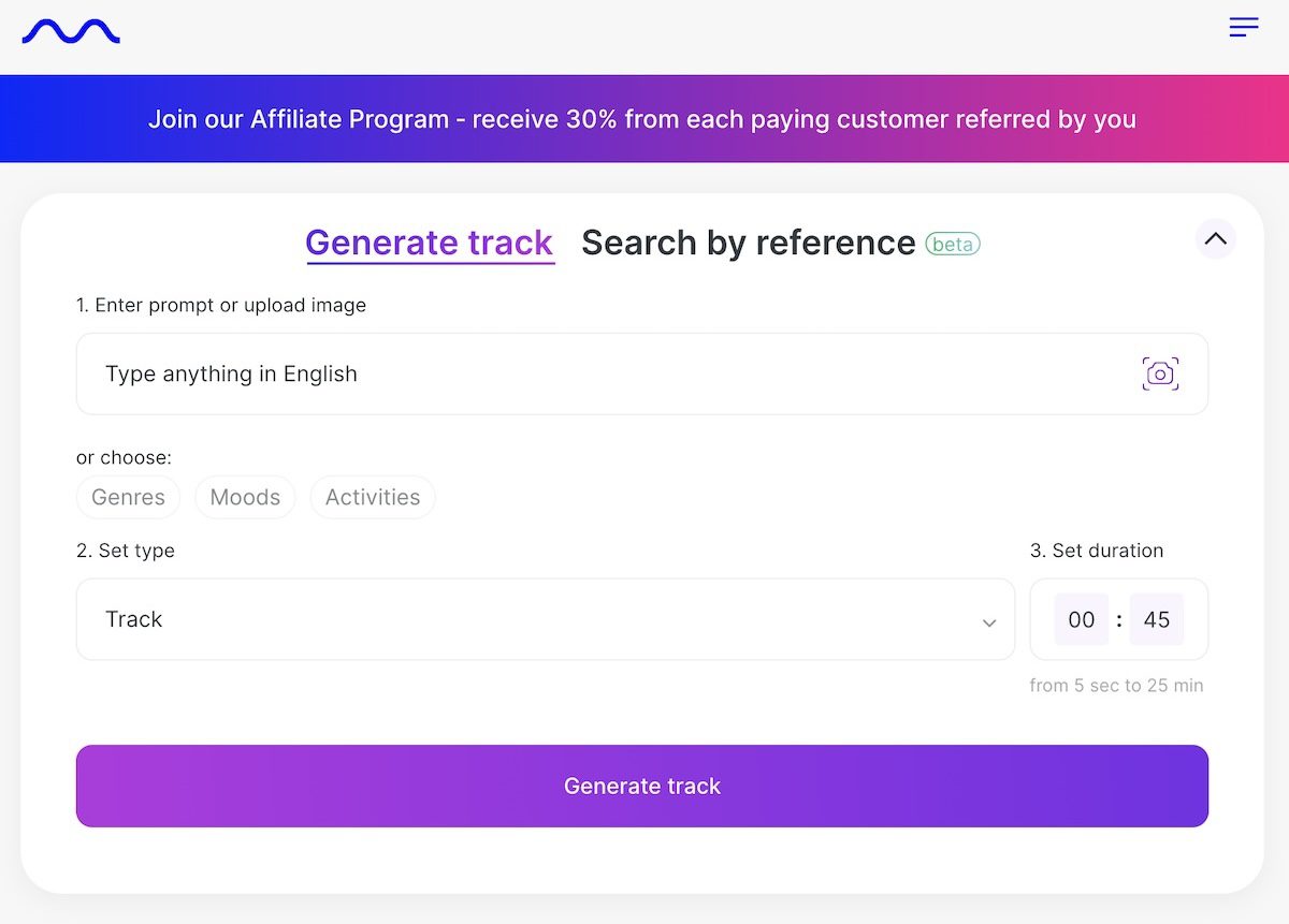 Generate unlimited royalty free music with Mubert.