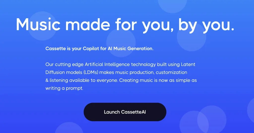 Cassette AI is an AI music generator that enables every music creator to experiment with AI and create unique tracks.