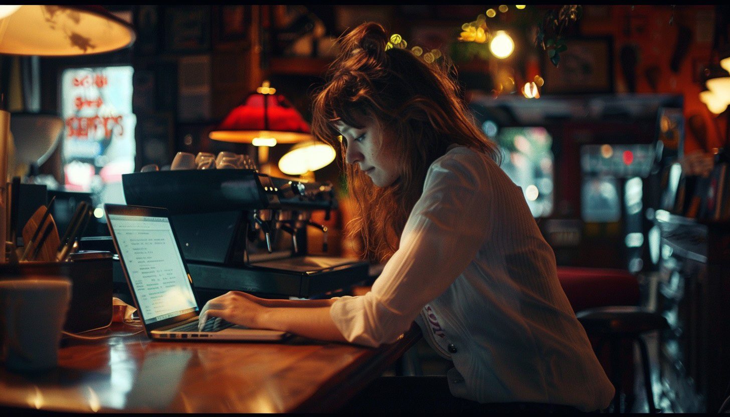 Woman writing a music press release