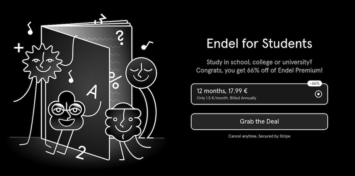 Endel for students: discounted soundscape generator subscription at $17.99 a year