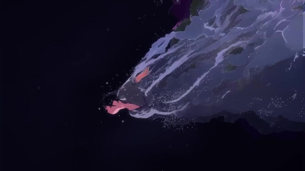 Animation from Linkin Park's "Lost" AI music video shows a flowing water dragon.