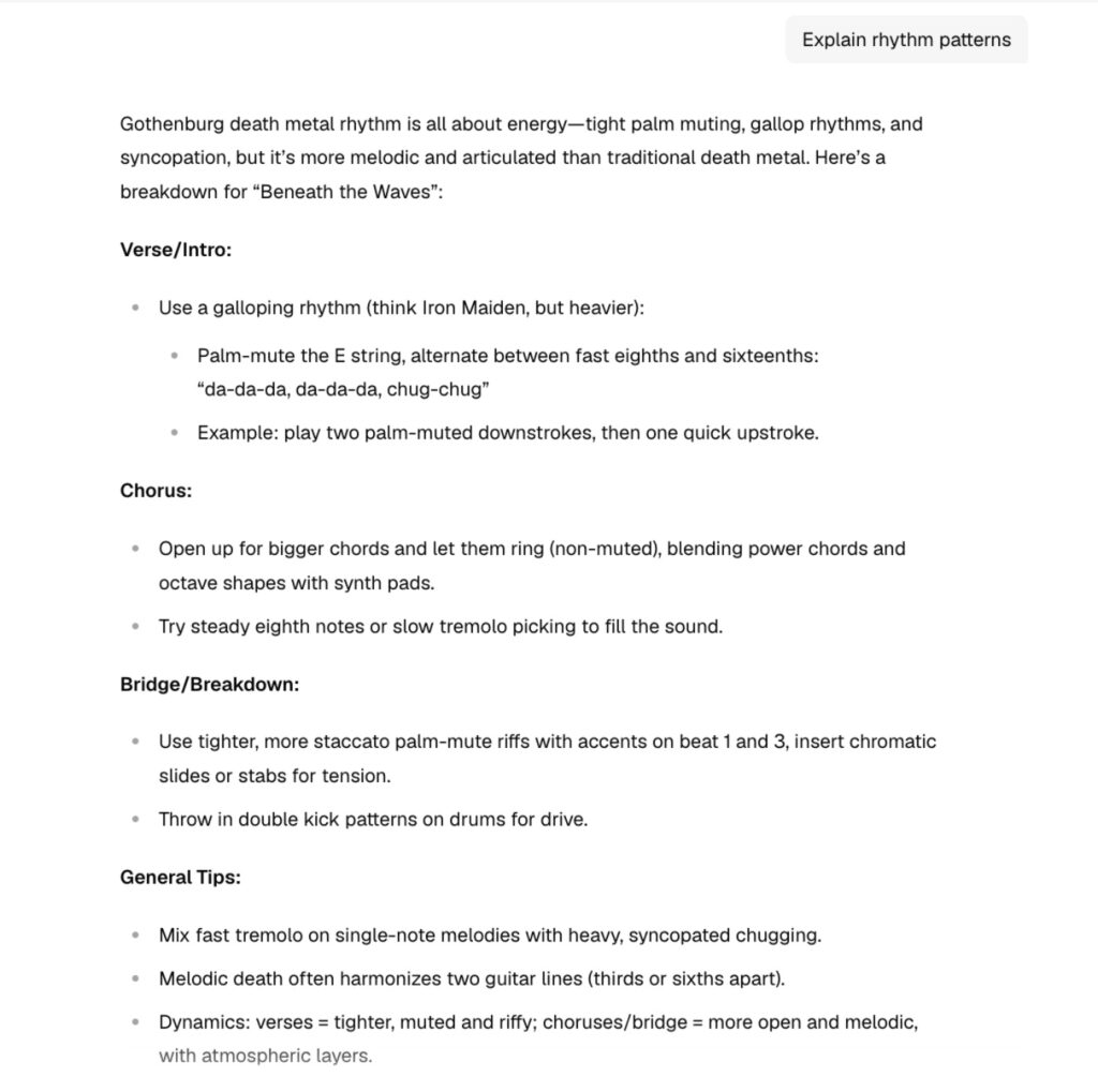 Gothenburg death metal rhythm guide: palm muting, syncopation, and dynamic patterns for producers.