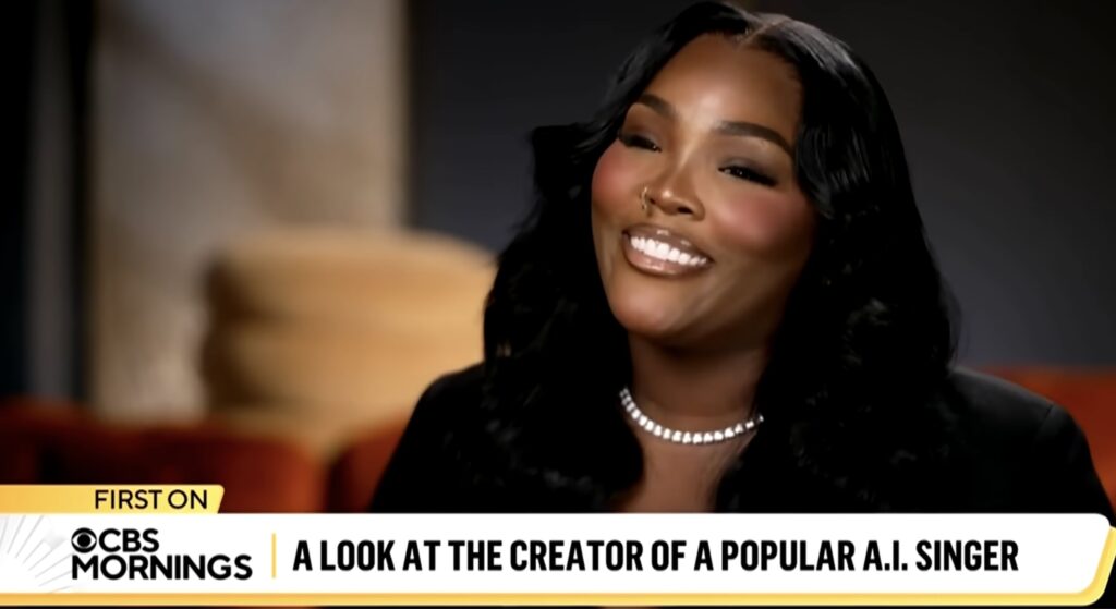 Xania Monet creator Telisha Jones smiles during a CBS Mornings interview about creating her popular AI singer.