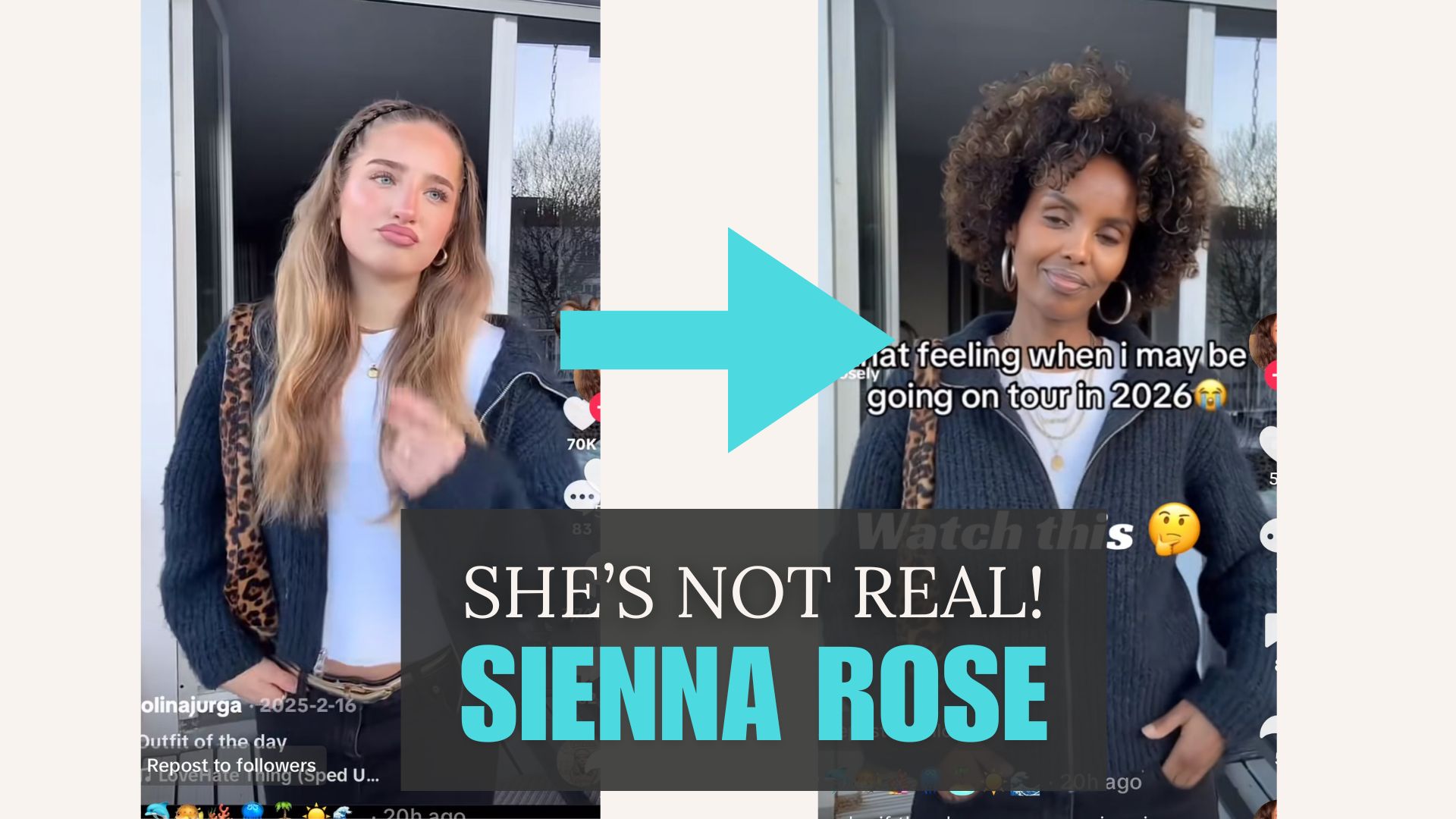 AI artist Sienna Rose is stealing videos from other TikTok creators. Here's proof: