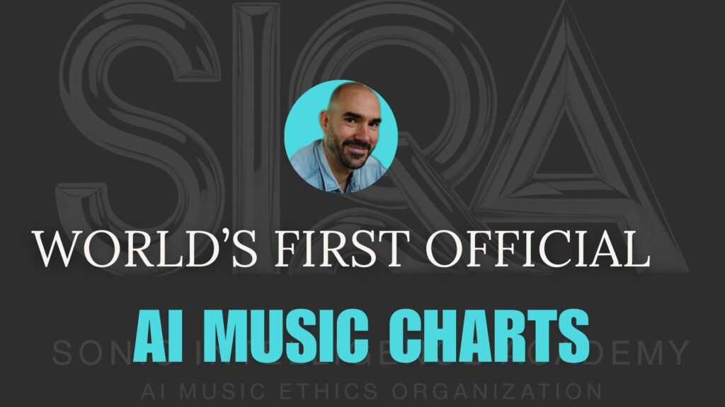 SIQA logo with profile photo announcing "World's First Official AI Music Charts"