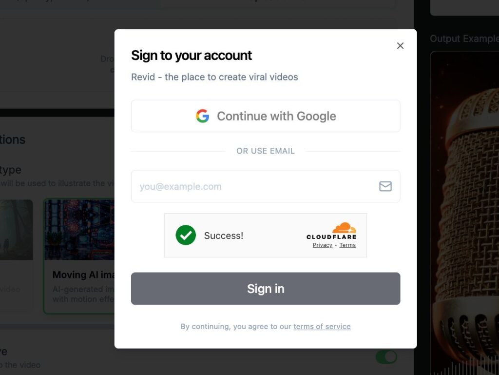 Sign in screen with Google login and email options.