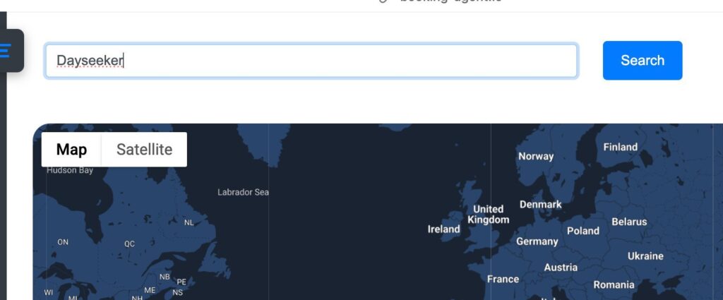 Search bar with Dayseeker artist name on Booking Agent IO