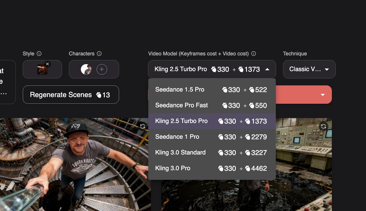 Neural Frames video model selection for AI Music Verse track.