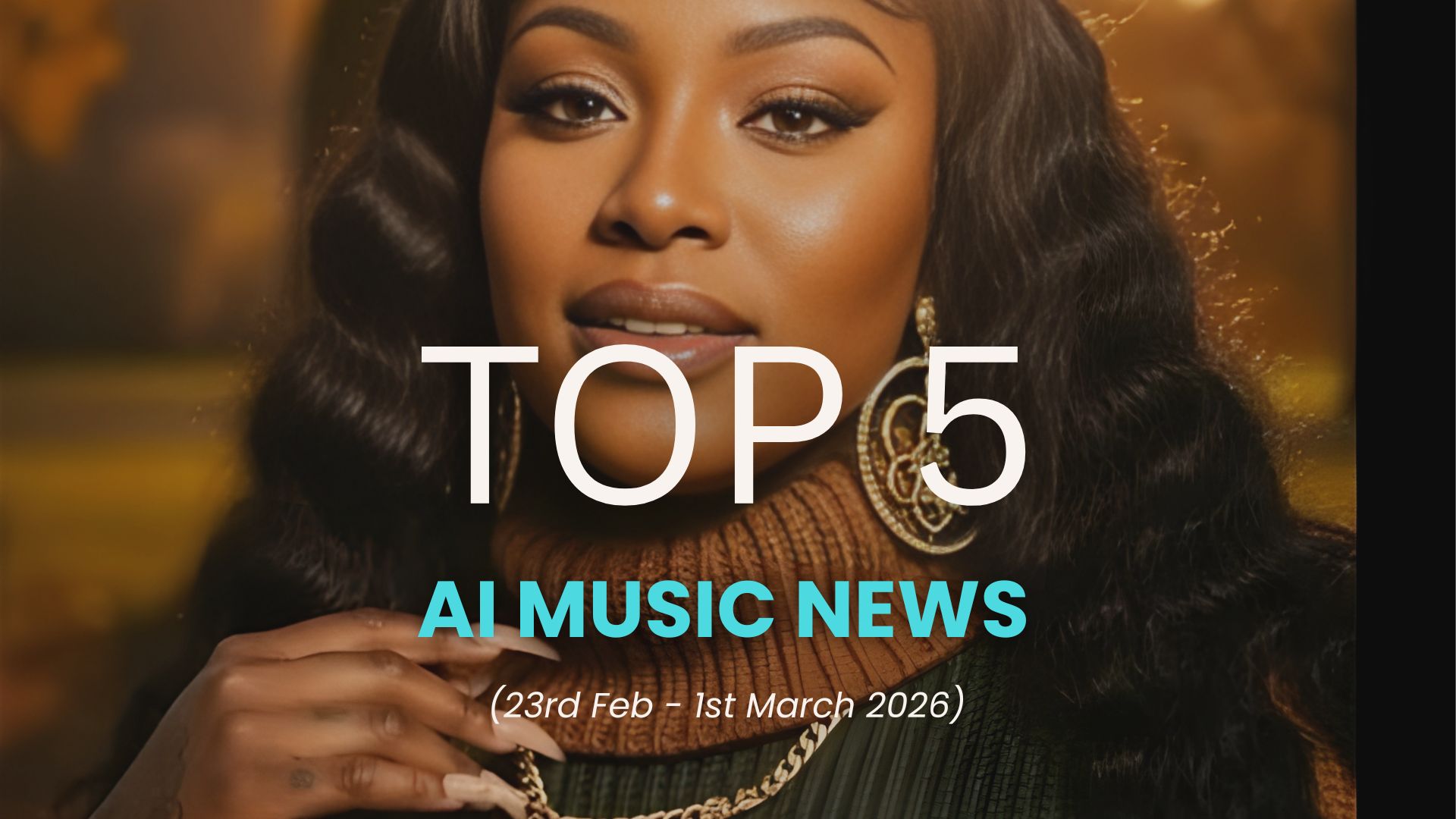 Top 5 AI Music News Feb 23 - March 1 2026 featuring AI artist China Styles charting at Billboard #2.