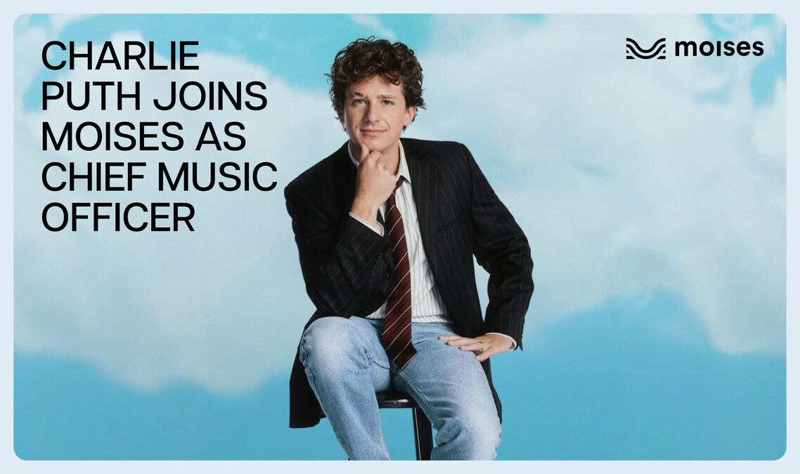 Charlie Puth joins Moises as Chief Music Officer – promotional image