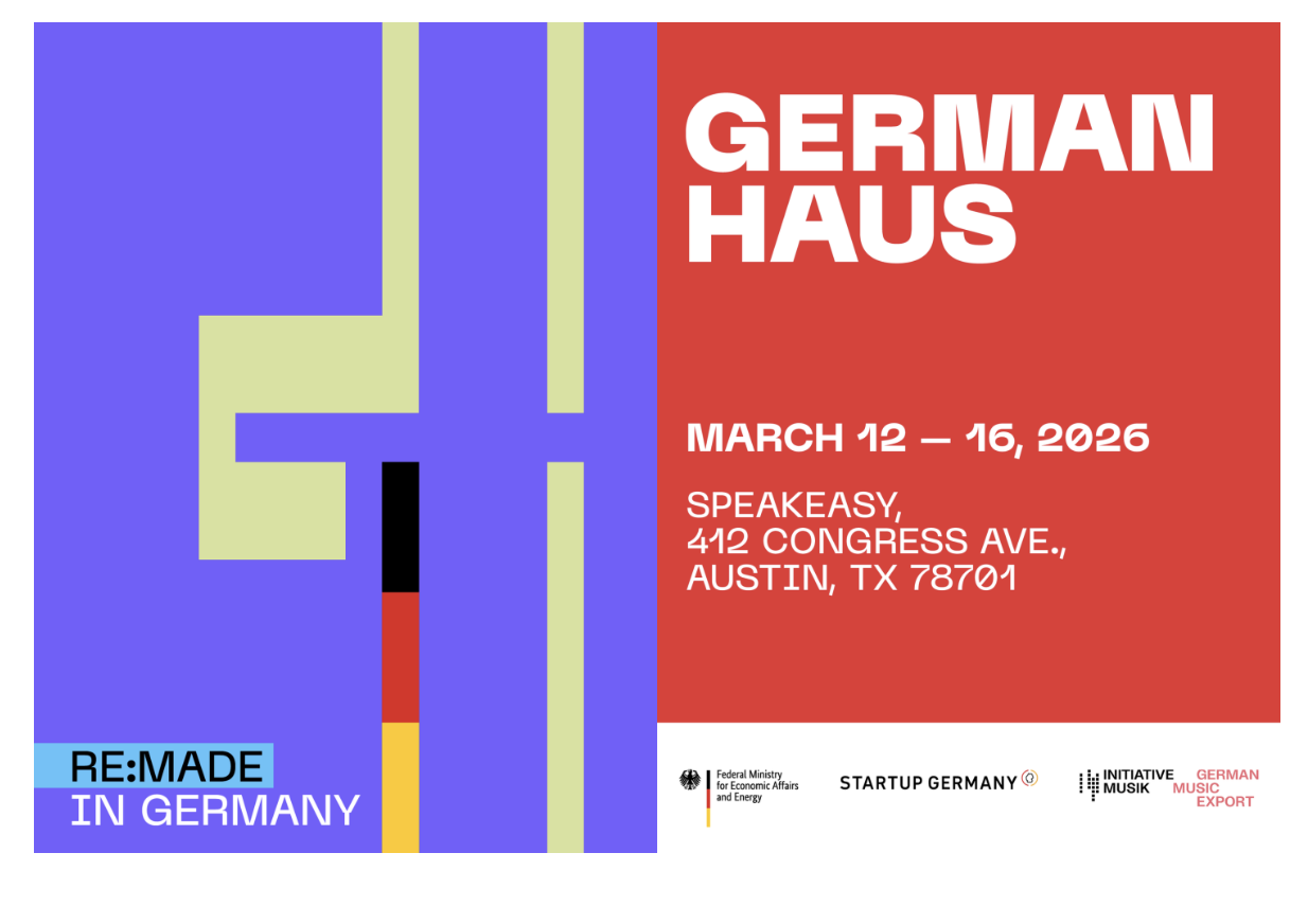 German Haus SXSW 2026 event poster, March 12–16, Speakeasy Austin TX