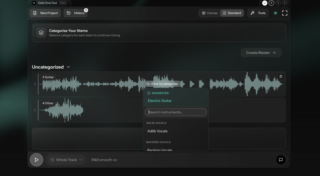 Categorize Your Stems step in Cryo Mix project setup workflow